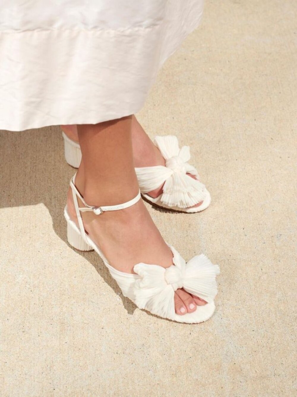 Nordstrom White Knot-Front Girls' Dress Sandals with Low Block Heel